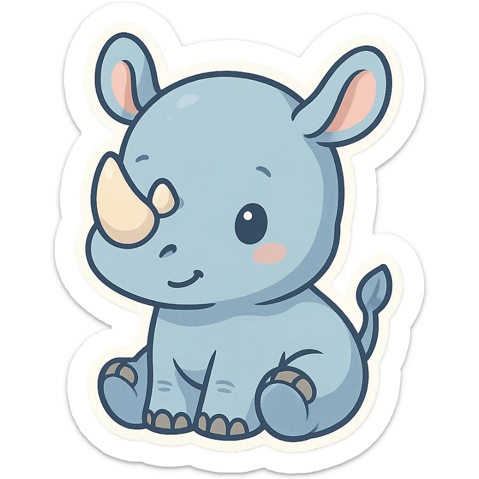 cute blue baby rhinoceros sticker