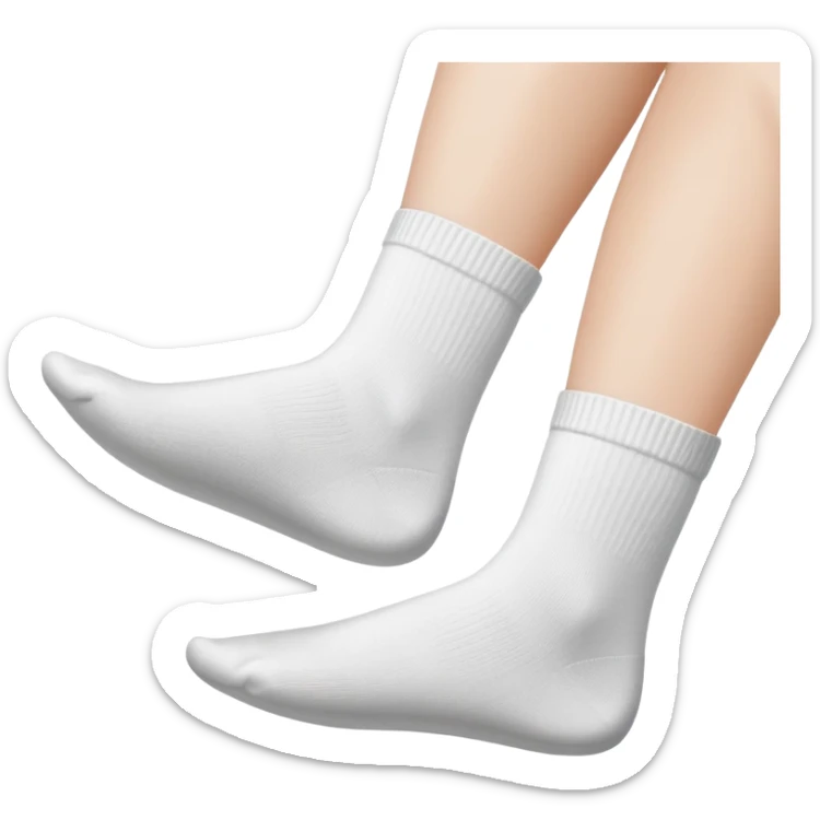 woman's feet wearing white crew socks viewed from directly underneath showing soles sticker