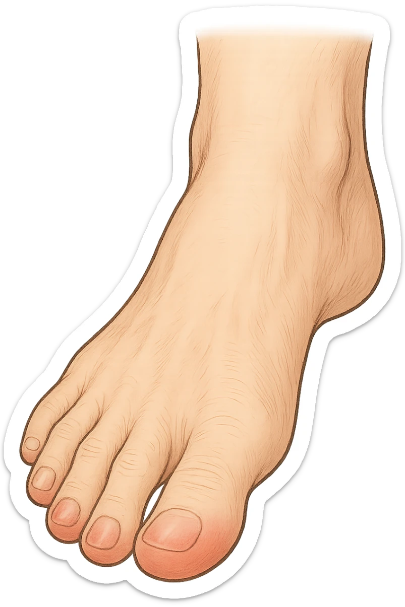 Piede con rossore sotto la pianta sulle punte dei piedi sticker