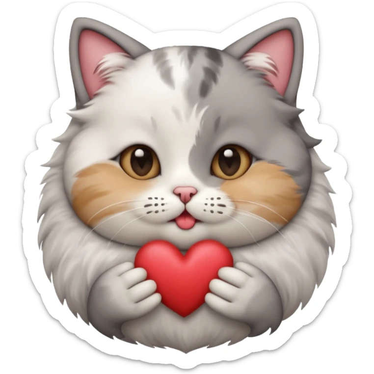 A cute circular cat blowing a smooch kiss with heart and little bite on the lower lip sticker