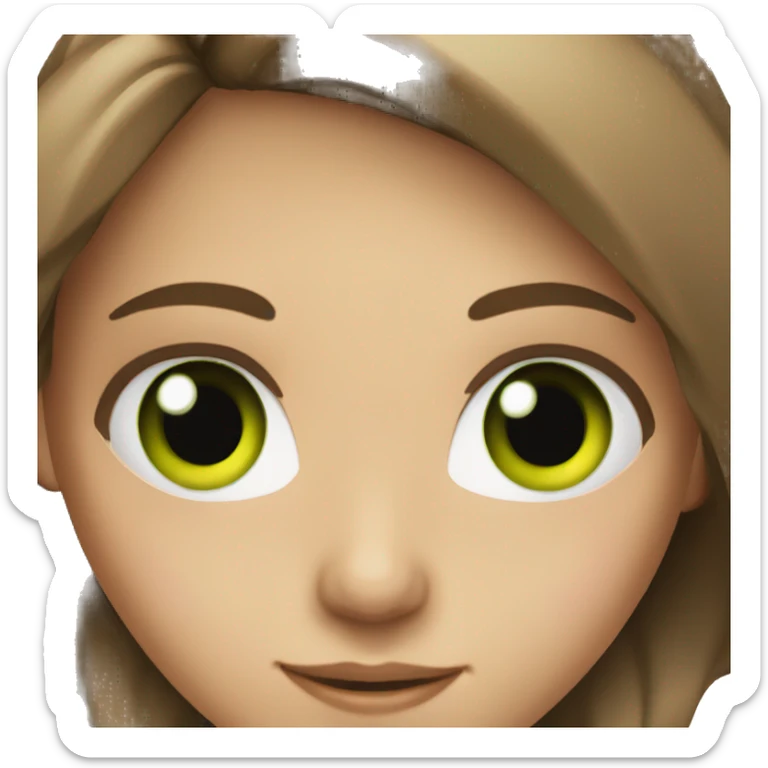 teen girl brown hair green eye sticker