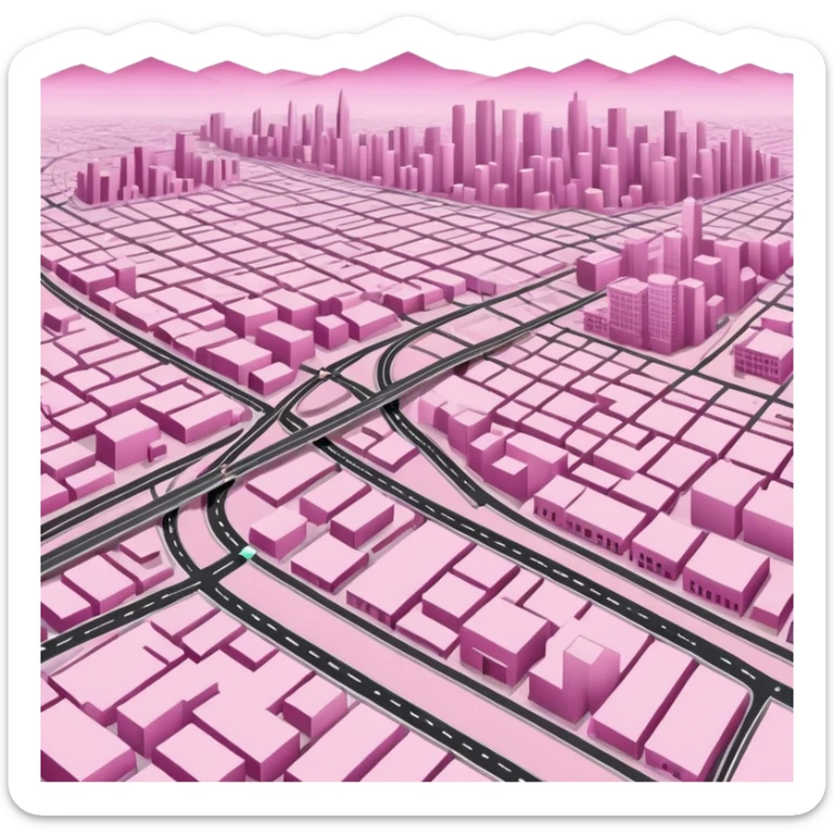 mix pink of a big gps map of the lines sticker