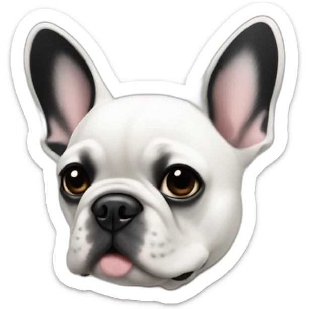White French bulldog with black on the right and ears, black eyes sticker