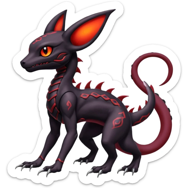 Gothic Edgy Badass Cool Genesect-Umbreon-Salandit-Fakémon-hybrid-creature (full body)  sticker