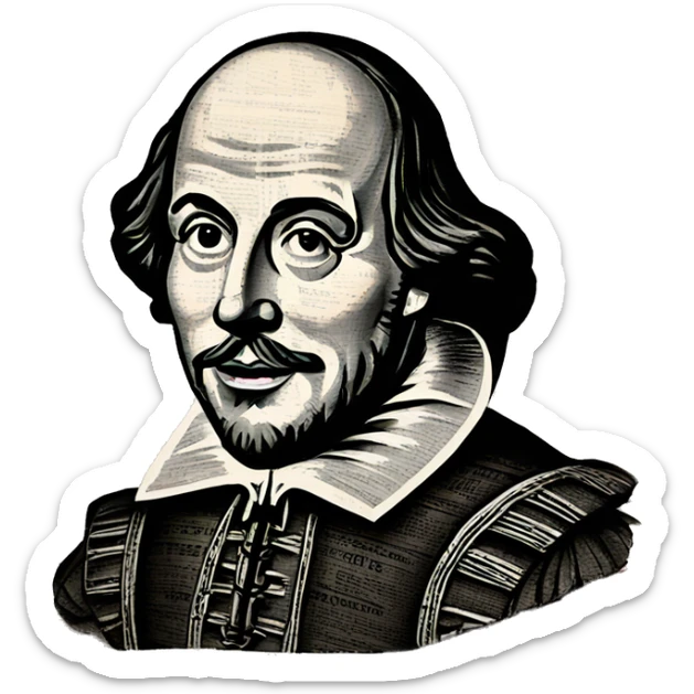 Shakespeare made of newspaper cuttings 420 roses flowers sticker