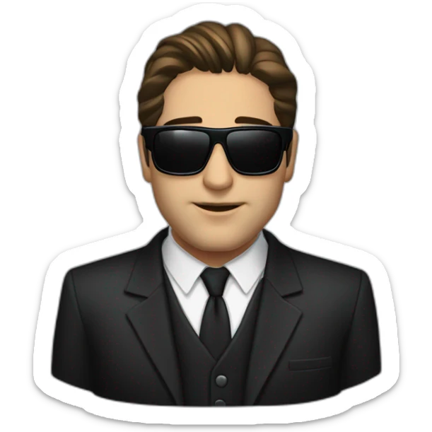 Chris Moltisanti from sopranos eith sunglasses and a neck brace and black suit and shirt sticker