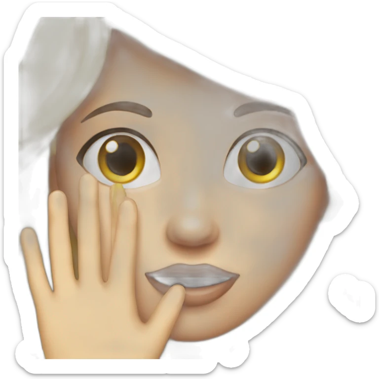 girl-with-manicure-and-blond-hair-covers-mouth-with-hand sticker