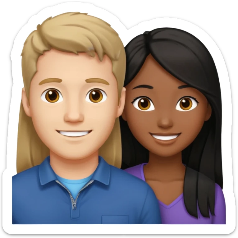 Mixed race couple, white male with mixed female asian & black sticker