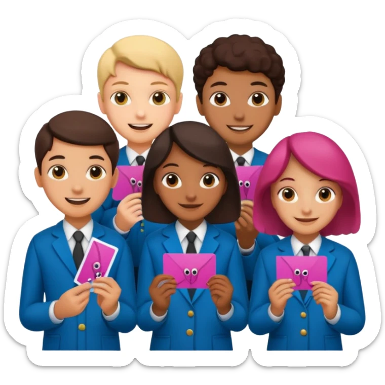 A group of school children finding Squid Game business cards in their school sticker