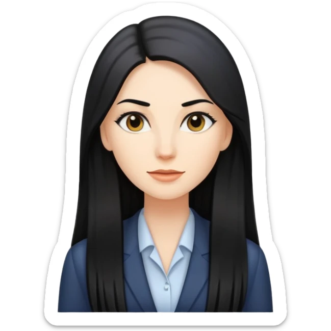 business woman long straight caucasian long black hair sticker