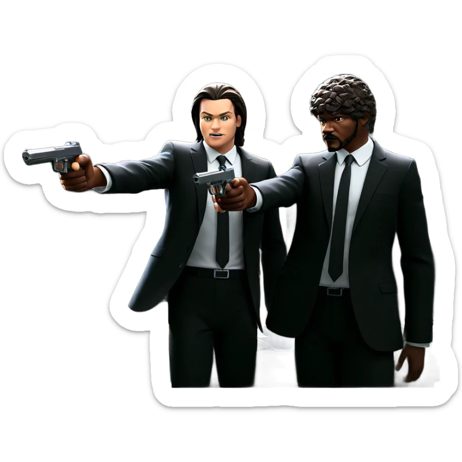boys in suits with weapons sticker