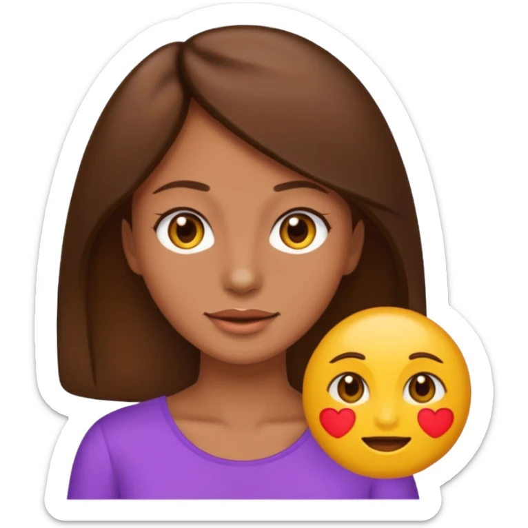 create me an emoji that looks 100% like this “👩🏼” but with brown hair sticker