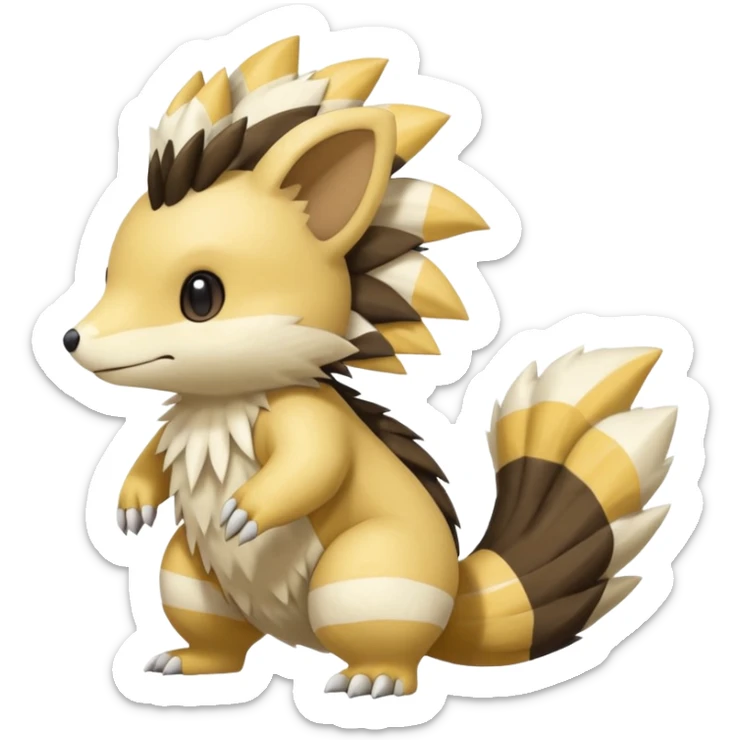 Sandslash-Emolga-Pachirisu-Cacomistl-Fakemon-hybrid-creature (full body) sticker