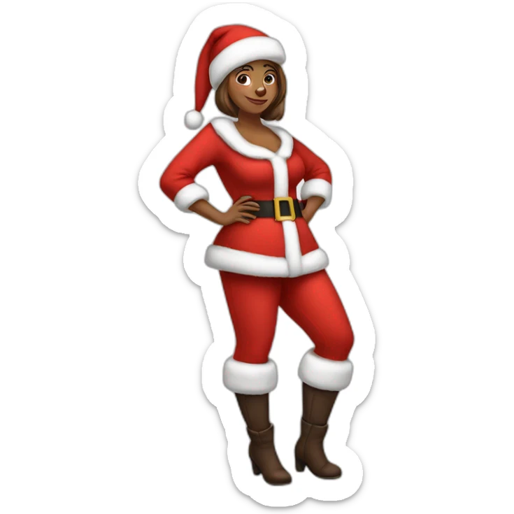 woman dressed as santa for christmas who strikes the pose full height sticker