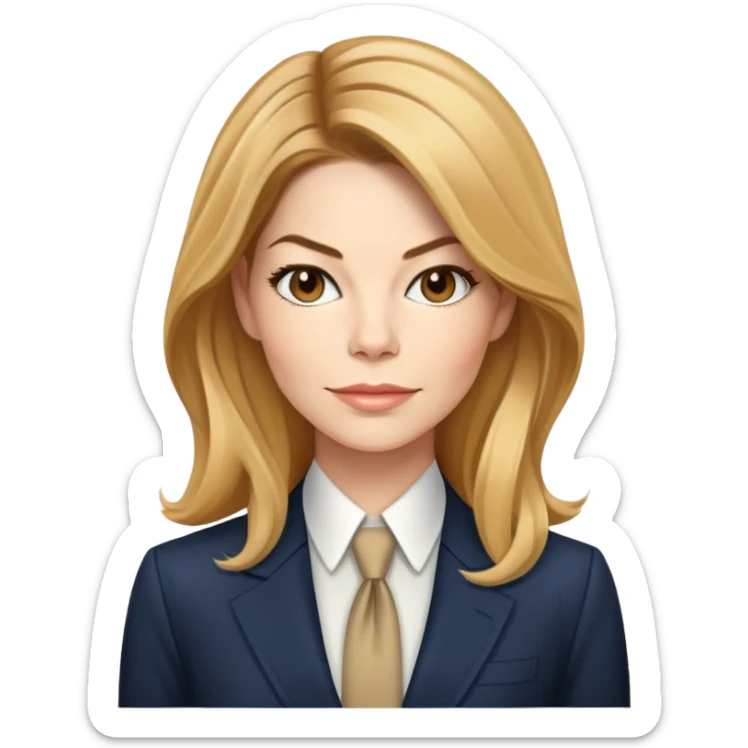 Michelle Monaghan with honey blonde hair as CEO in business attire sticker