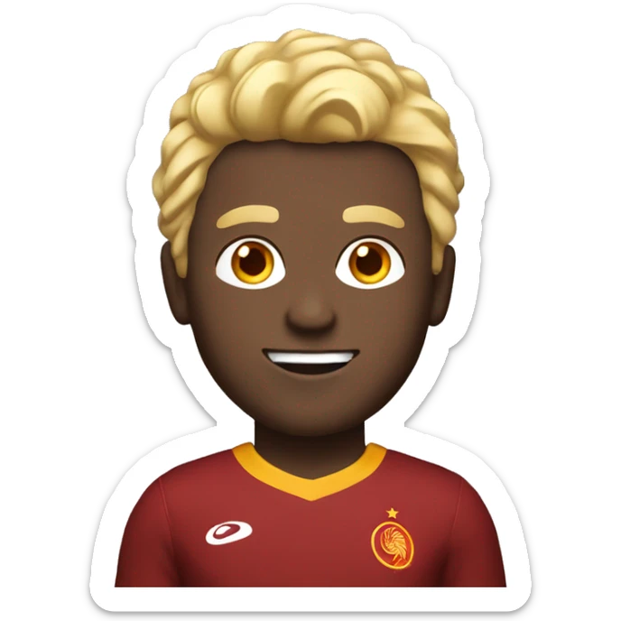 man with blond hair, black skin and Galatasaray jersey sticker