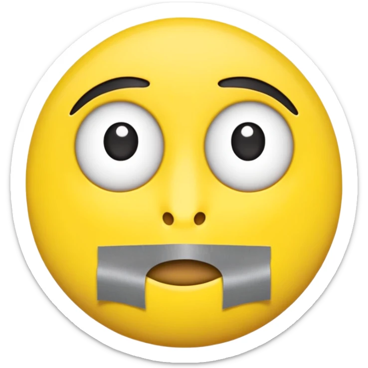emoji face with duct tape over the mouth and the eyes really wide  sticker