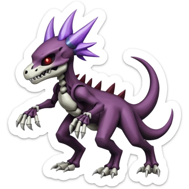 Shiny Badass Edgy Dark Evil Spectral Dusky Spooky Skeletal Cool Hot Stylish Handsome Duskull-Marowak-Darkrai-Genesect-Fakémon-fusion (full body) sticker