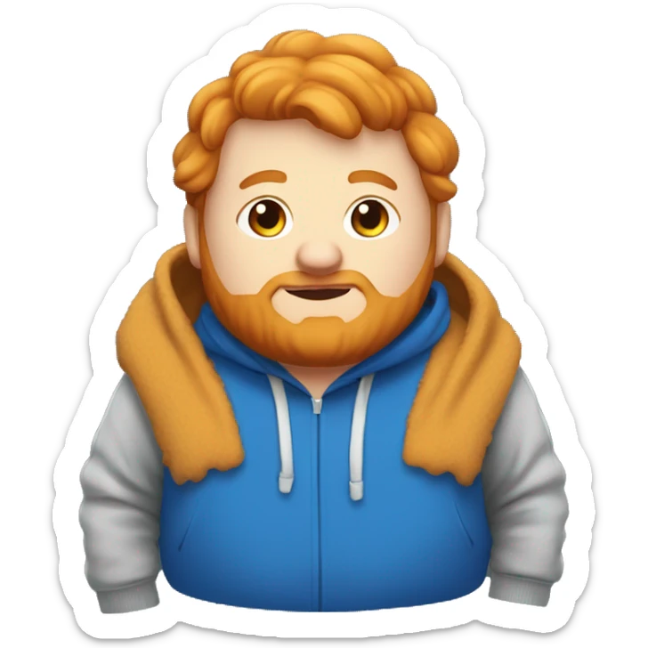 fat, ginger streamer named caseoh wearing a blue  full bodyhoodie emoji sticker
