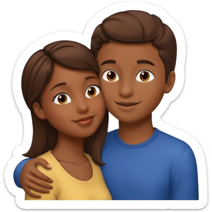 Black girl kissing a boy with brown hair  sticker