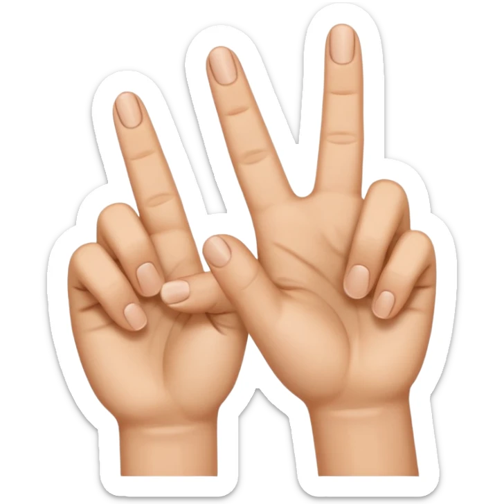 Manos con 3 dedos levantados de un lado y del otro lado 1 dedo levantado sticker
