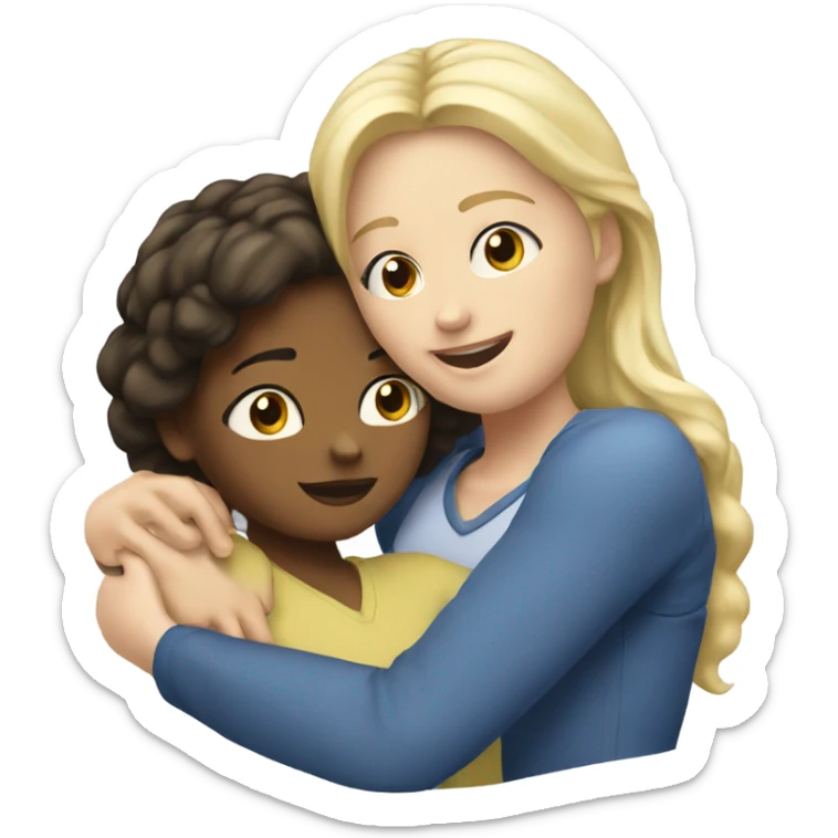 The blonde woman hugs the girl brunette  sticker