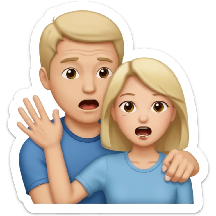 can you genaret for me a sticker including a guy and a girl she is slapping him on his mouth and telling him (bil kaf 3ala bozak) sticker