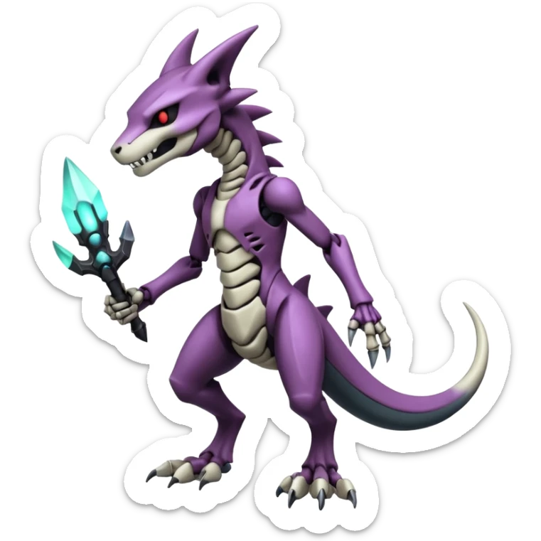 Shiny Futuristic Badass Edgy Dark Evil Spectral Dusky Spooky Skeletal Cool Hot Stylish Handsome Marowak-Darkrai-Genesect-Fakémon-fusion (full body) sticker
