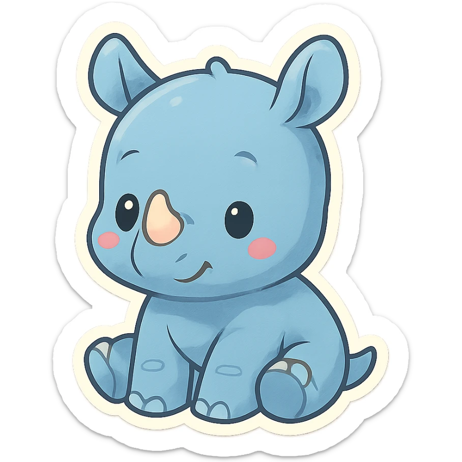 cute blue baby rhinoceros sticker