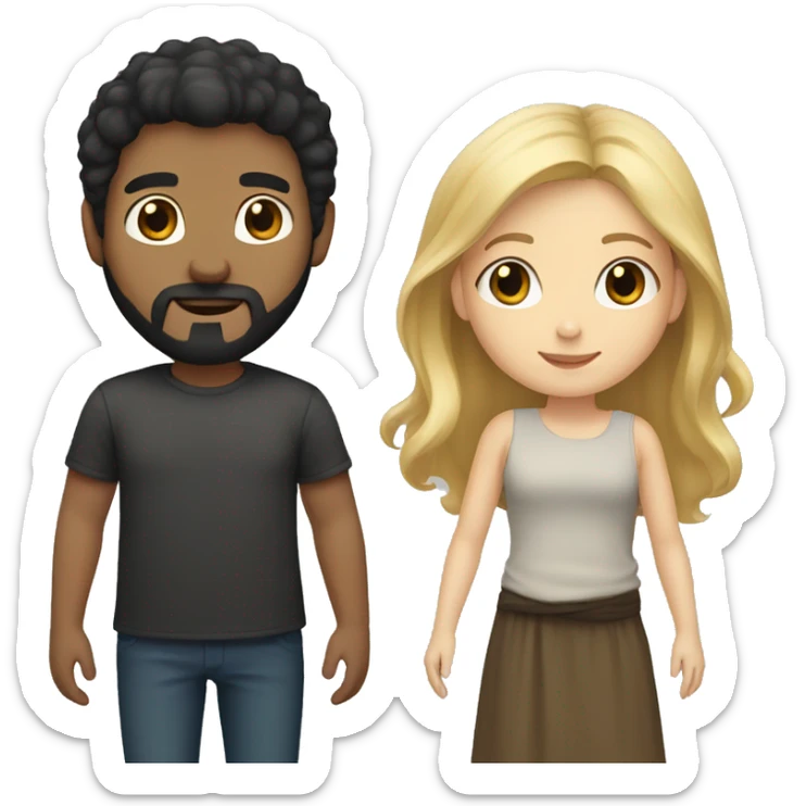 blonde brown hair girl and a black hair beard boy sticker