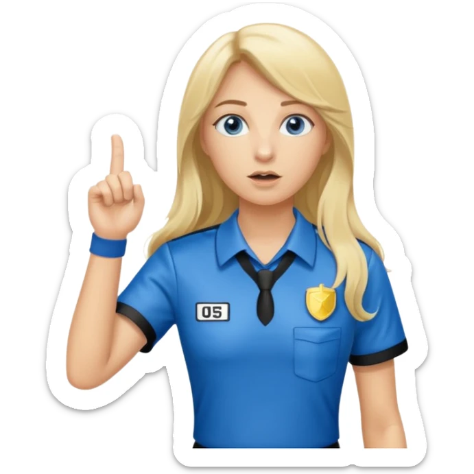 blue eyes blonde girlIN REFEREE UNIFORM STANDING UP LONG HAIR WHISTLE sticker