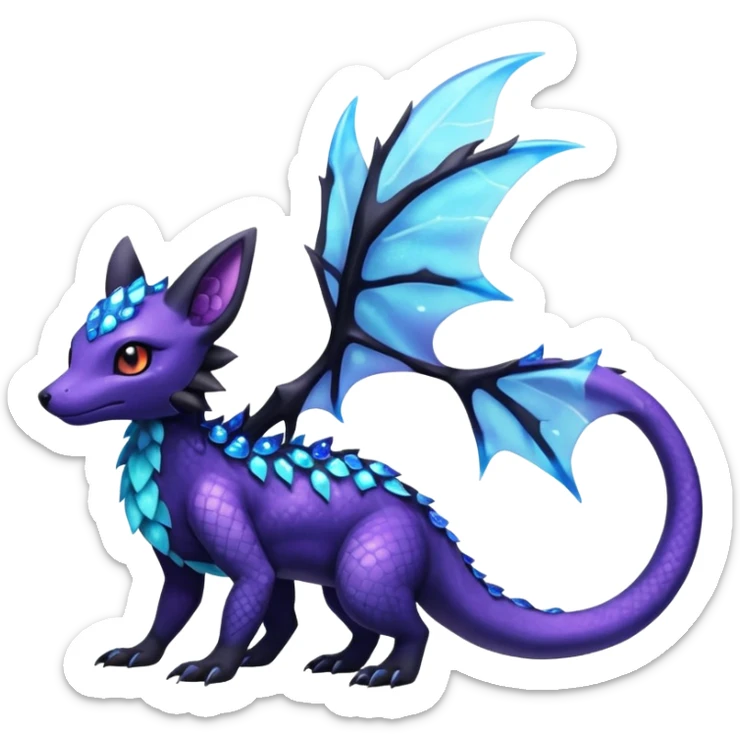 Scaley Exotic Salandit-Aurorus-Umbreon-Fakémon-hybrid-creature (full body)  sticker