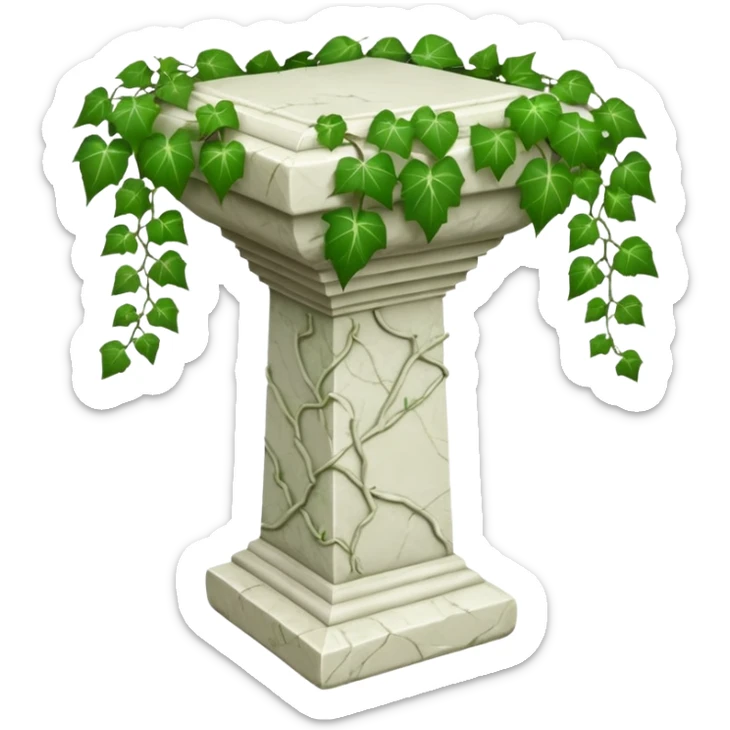 Howlite stone pedestal with ivy vine leaves poking out on one side sticker