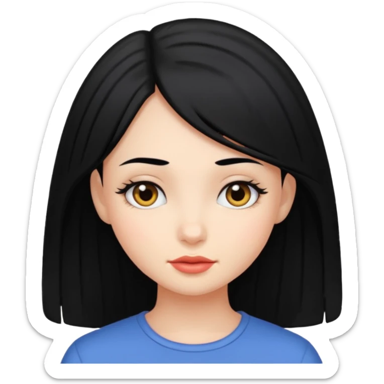 portrait of girl with black hair sticker