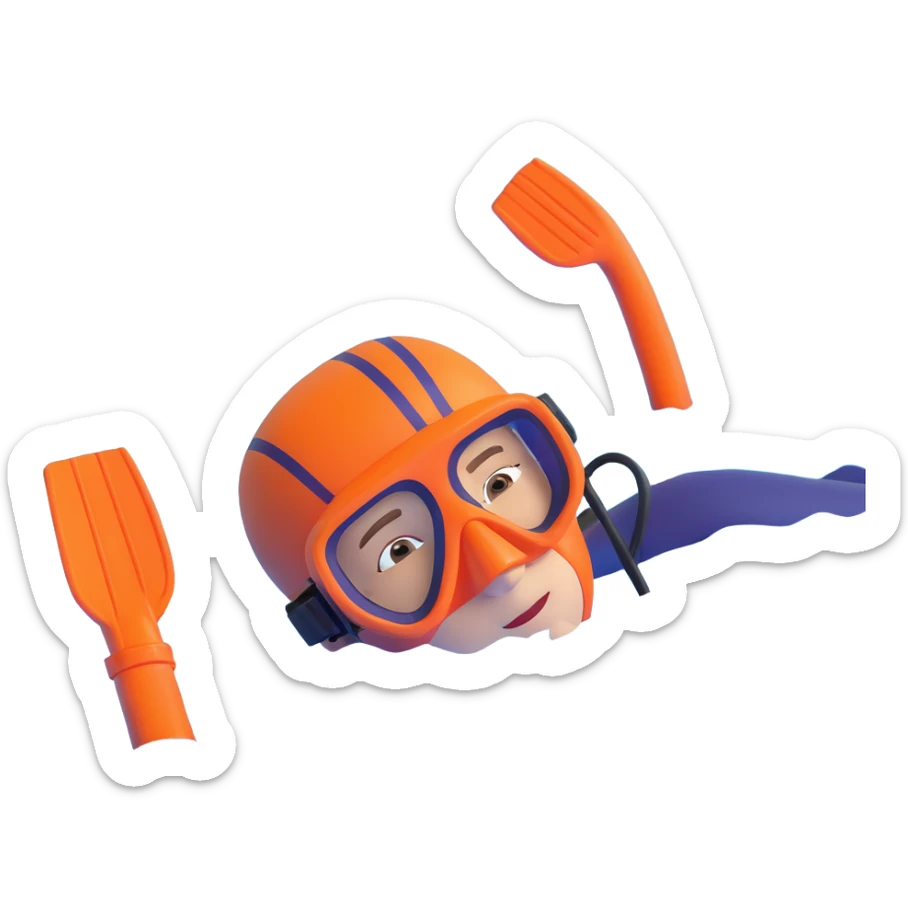 person snorkeling with mask and snorkel in blue water sticker