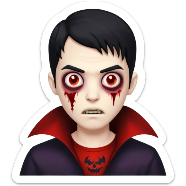 male teen with black hair zombie vampire sticker
