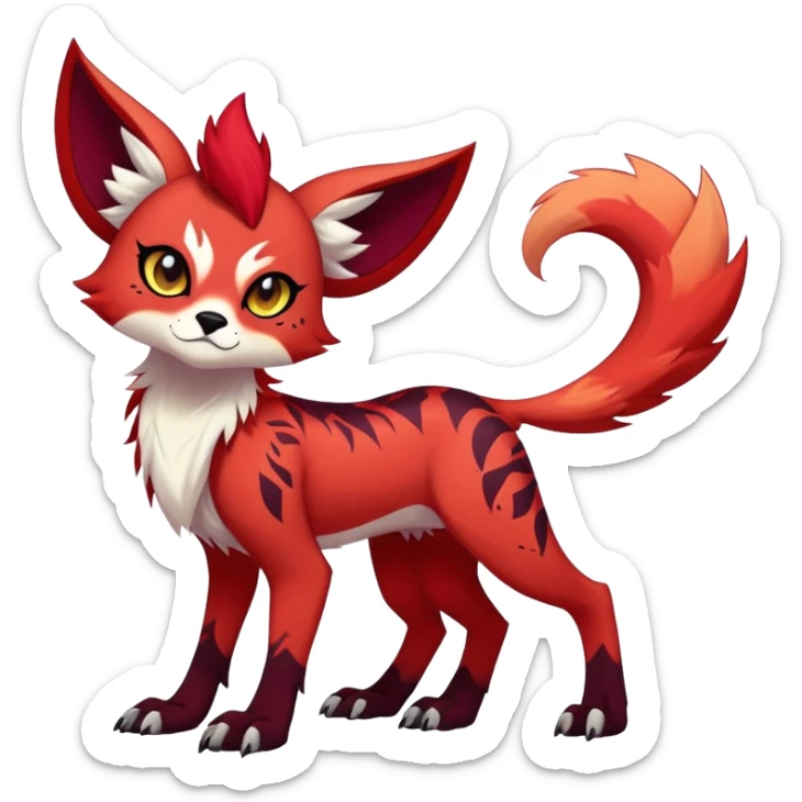 edgy badass cool Falvie-Fionbri-creature-fursona, full body, with random markings sticker