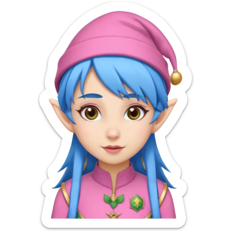 scouts girl elf in pink uniform and hat and blue hair sticker