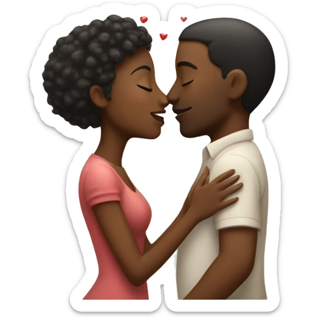 a african american couple kissing with hearts over they head  sticker