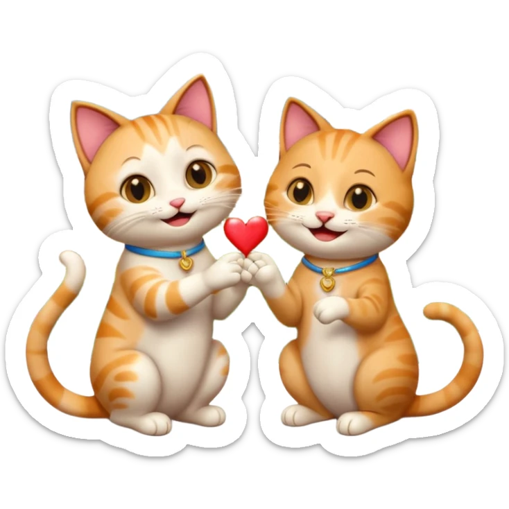 one happy cat proposing marriage to another happy cat in Italy, joyful, expressive, with a ring or proposal gesture, Italian scenery, emoji style sticker