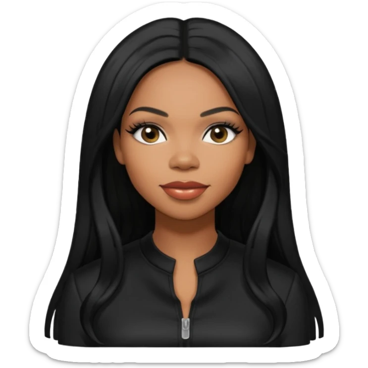 Tenitra Michelle Williams, R&B Singer (b.1979) from Destiny's Child with long jet black hair, medium dark skin, black outfit sticker