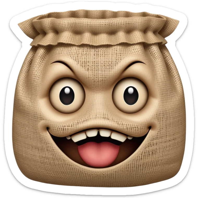 creepy burlap sack face with stitched mouth and dark hollow eyes sticker