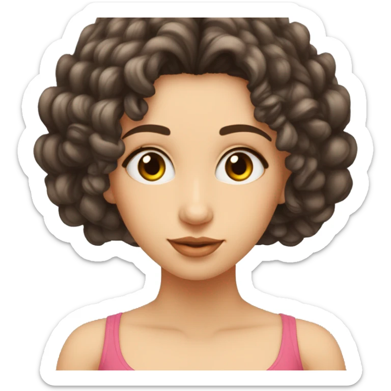 Mujer pelo largo rizado mechas nariz grande ojos pequeños ojos pequeños nariz granderubia sticker