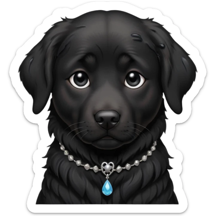 Sad black retriever dog with tears in eyes, wearing gothic accessories  sticker