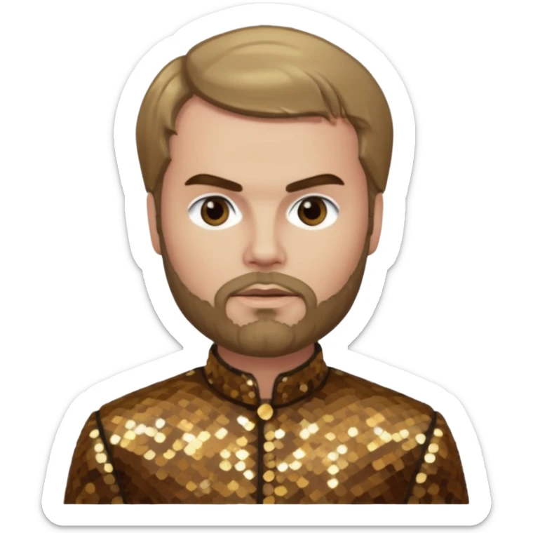 Paul Verlaine with dark blonde hair, bronze sequin outfit  sticker