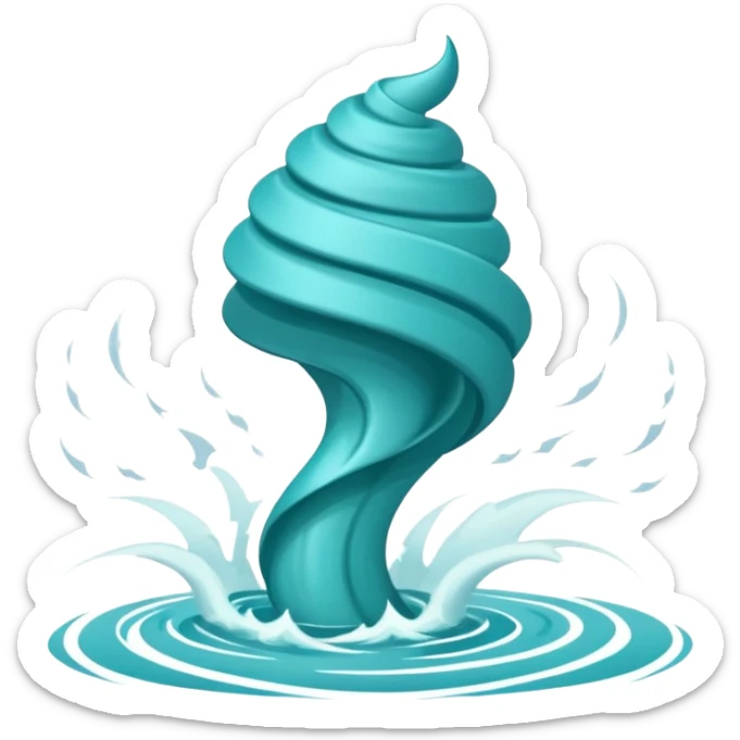 Swirling tornado coming out of the water mark the colur teal sticker