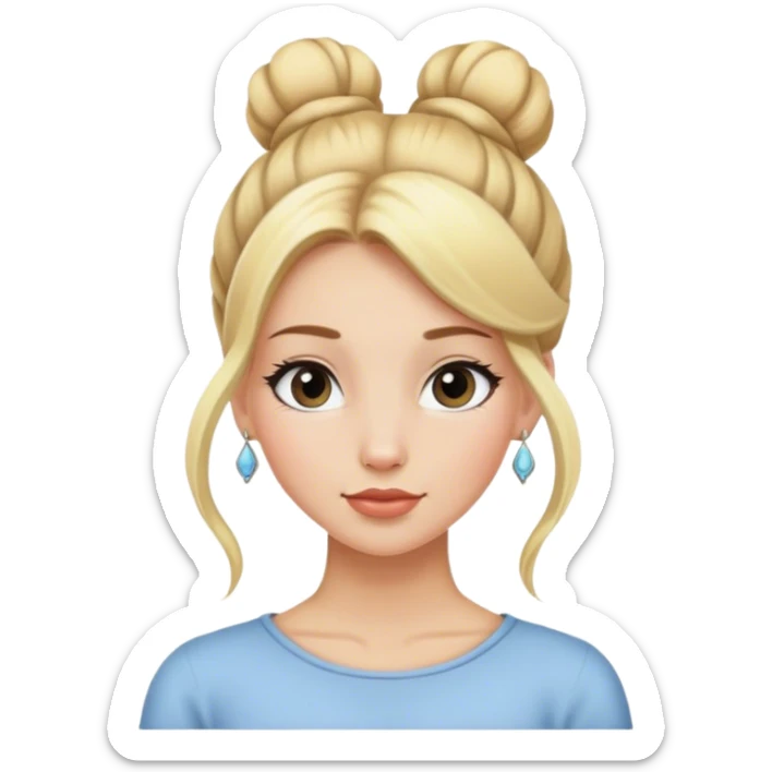 Blonde girl with long lashes a bun and earrings sticker