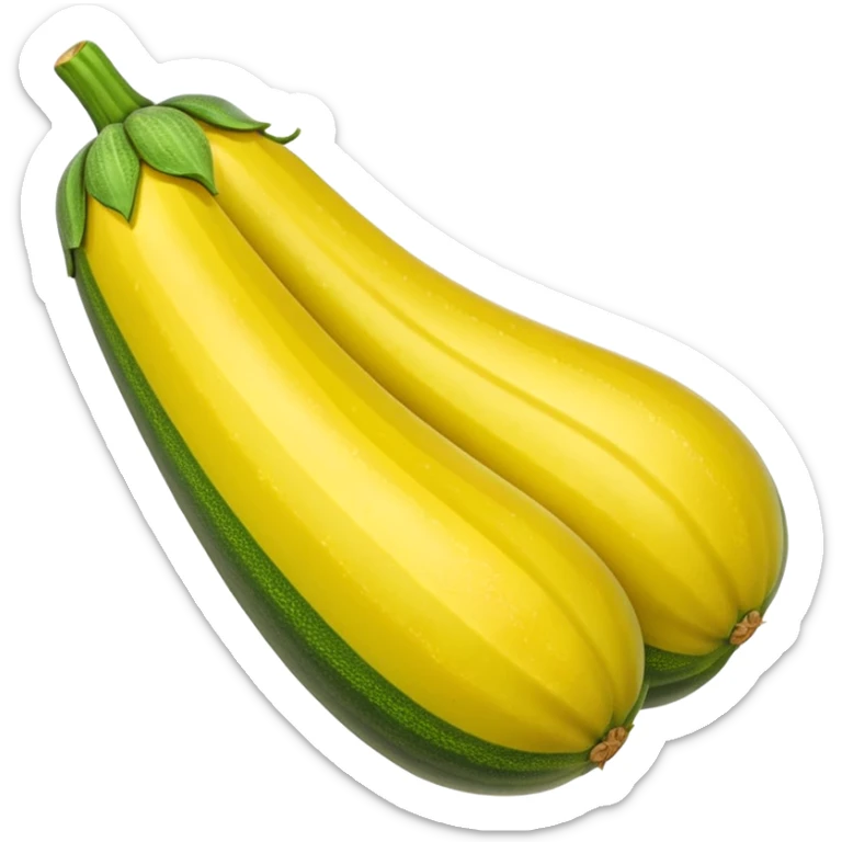 whole zucchini yellow smooth shiny gently tapered green stem golden color subtle stripes mottling firm fresh no plate or extras apple emoji style soft lighting transparent background emoji scale sticker