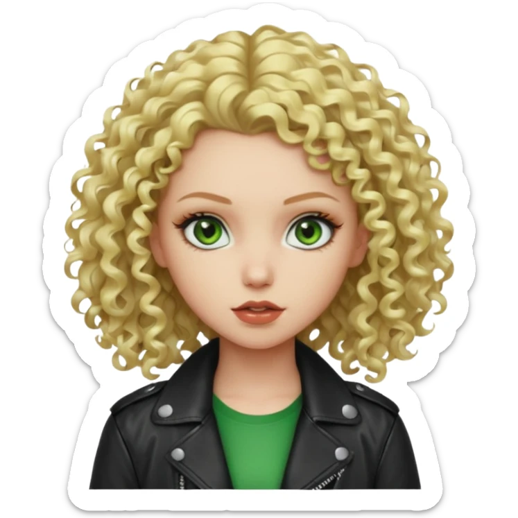 Bad Girl blonde curly Hair 
Green eyes sticker