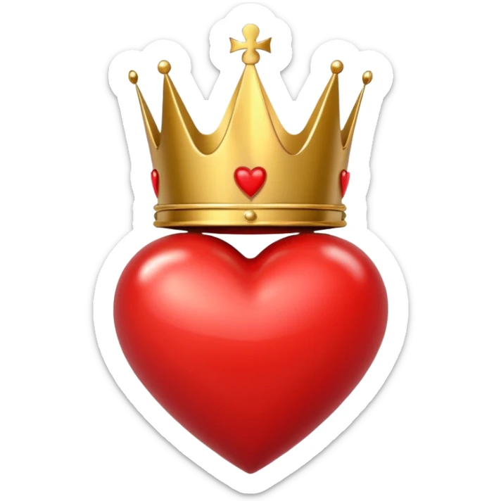 I want a red heart these emoji ❤️ and i also want a crown like this 👑 on it from front and it should be from a one side emoji sticker